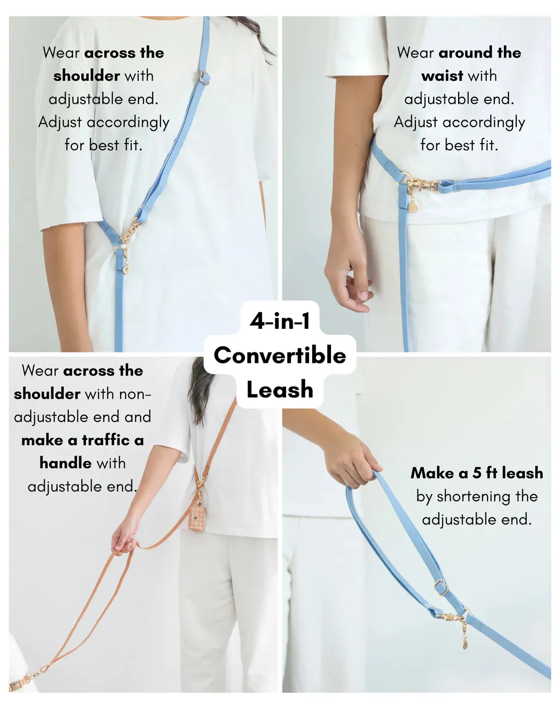 Sunny Tails 4-in-1 Hands Free Leash - Malibu Blue