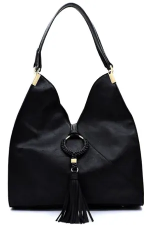 Tasseled Satchel in Black