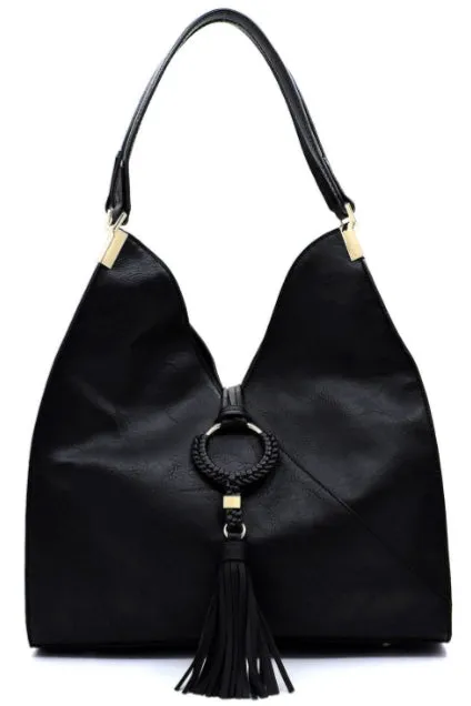 Tasseled Satchel in Black