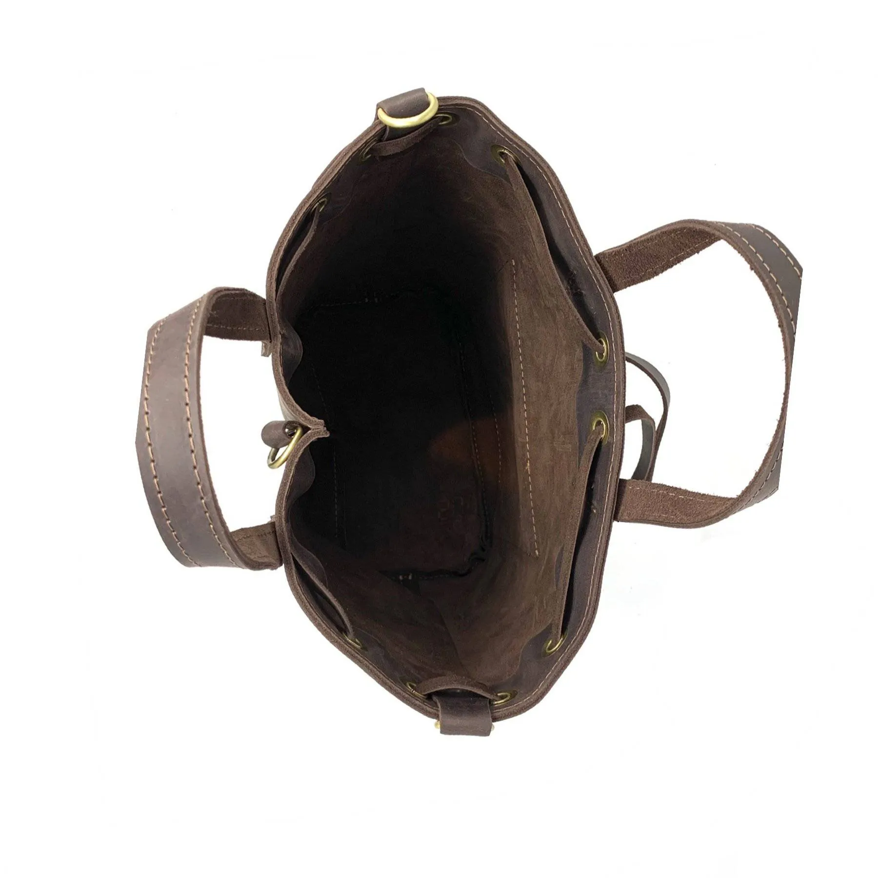Three Way Crazy Horse Leather Bucket Bag