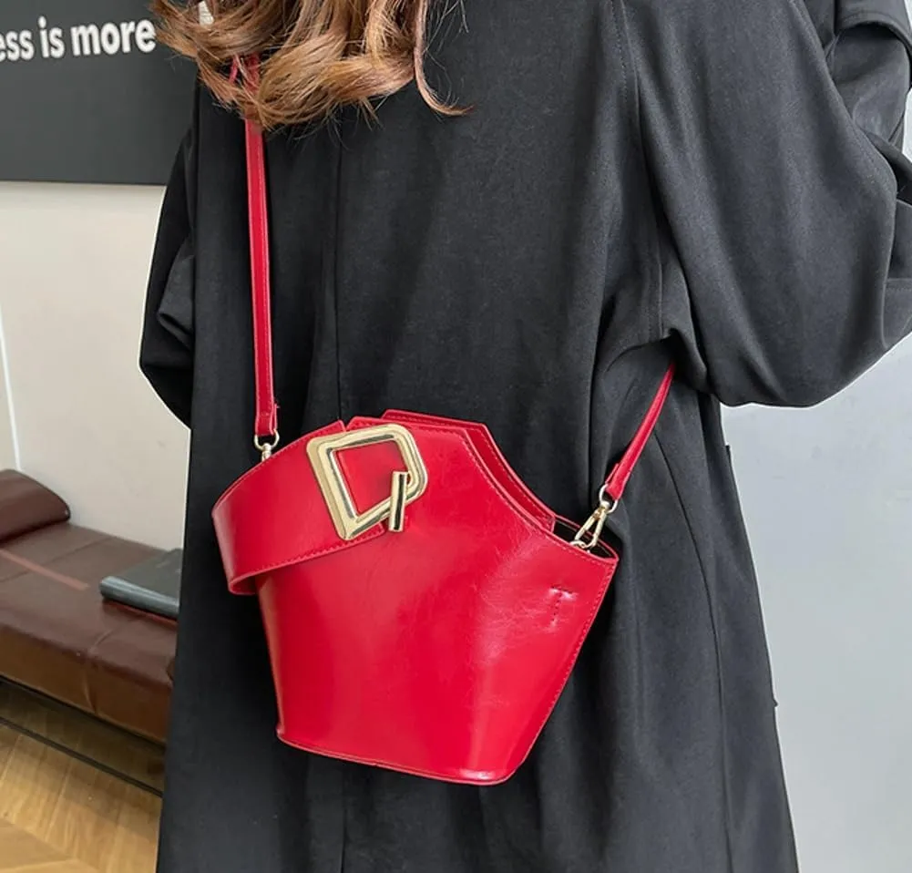 Trendy PU Leather Bucket Bags for Women Purse Top Handle Crossbody Bag Small Satchel Handbags Cute Tote Bag