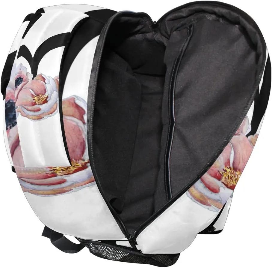 TropicalLife Letter A with Flower Backpacks Bookbag Shoulder Backpack Hiking Travel Daypack Casual Bags (B)