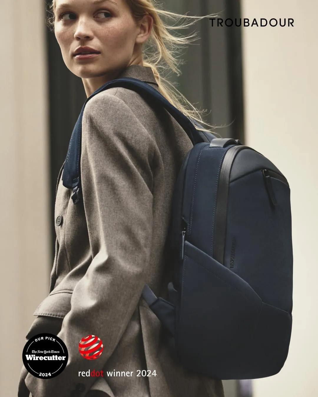 Troubadour Apex Compact Backpack 3.0-16L Premium Laptop Backpack - Ergonomic & Water Resistant - Designed for Work and Travel - Navy