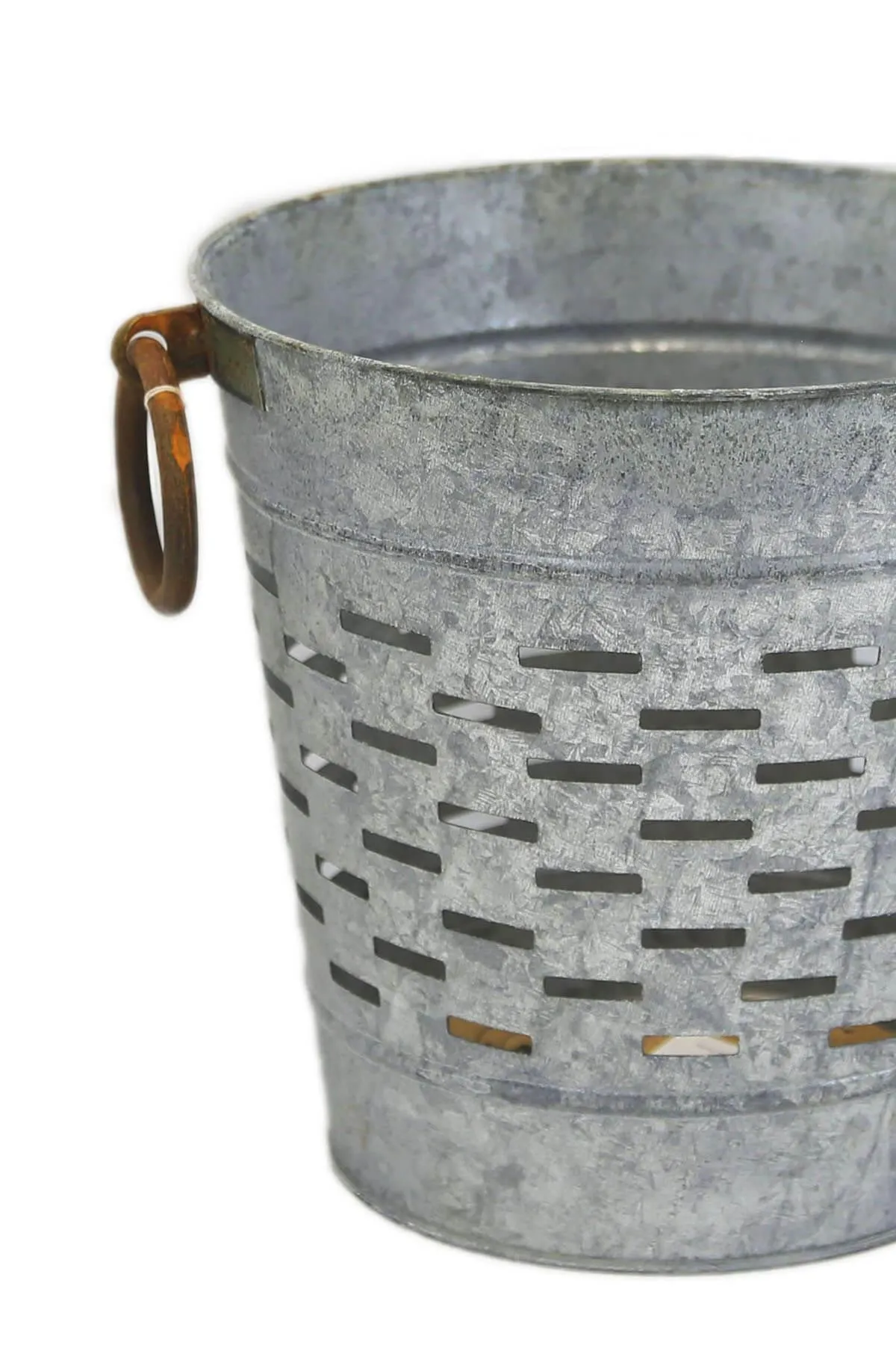 Tuscan Olive Harvest Bucket 12" with Copper Ring Handles