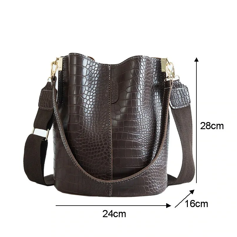 Unique Crocodile Style Cross-body Bucket Bag