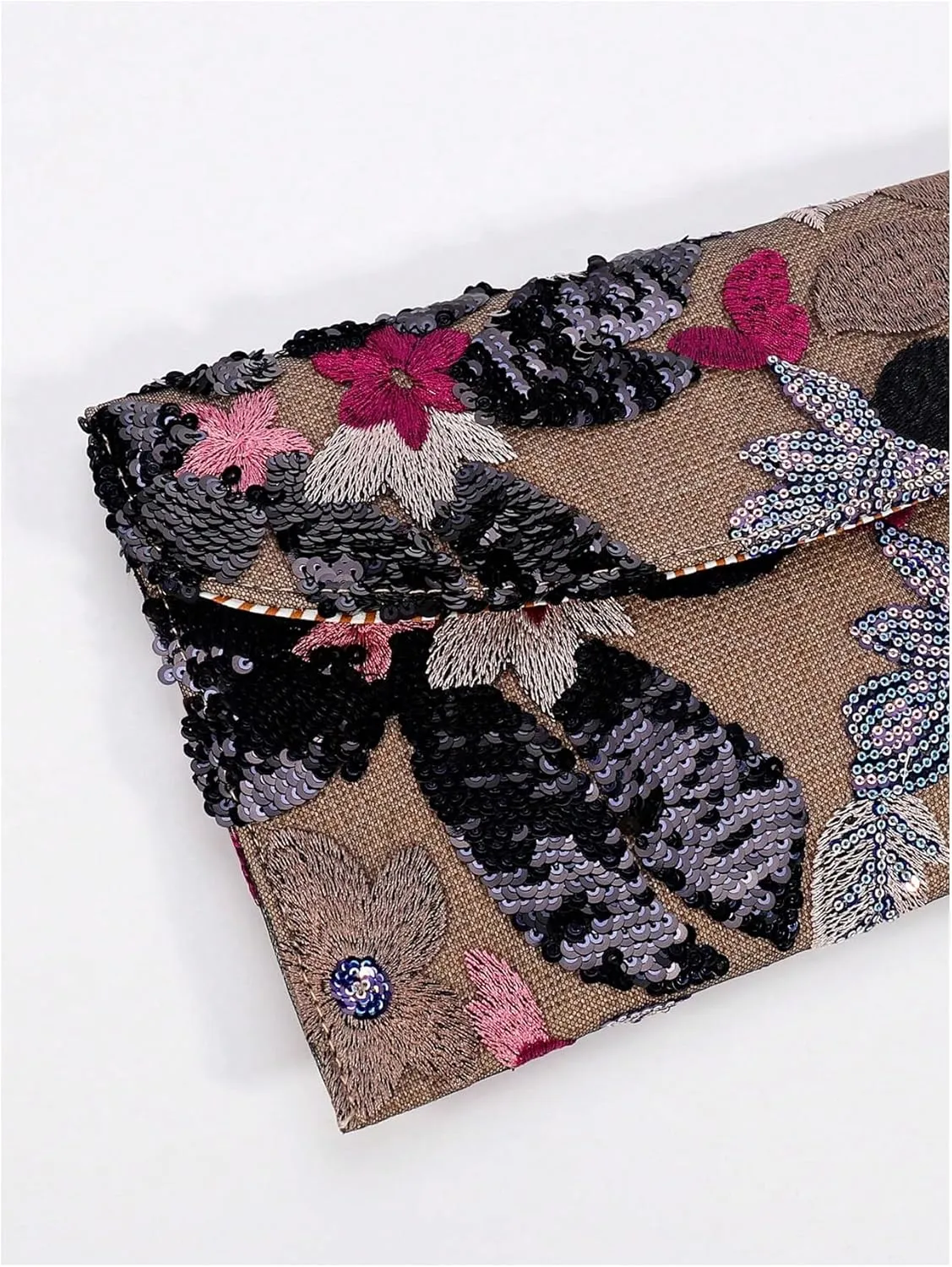 Verdusa Women's Floral Embroidery Sequin Evening Clutch Bags Party Purses