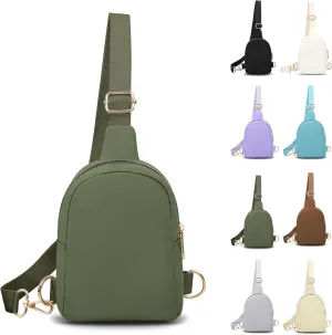 VOROLO Small Sling Bag For Men and WomenCrossbody Bags For Women with Ajustable Strap Trendy Cross body Bag Khaki Green