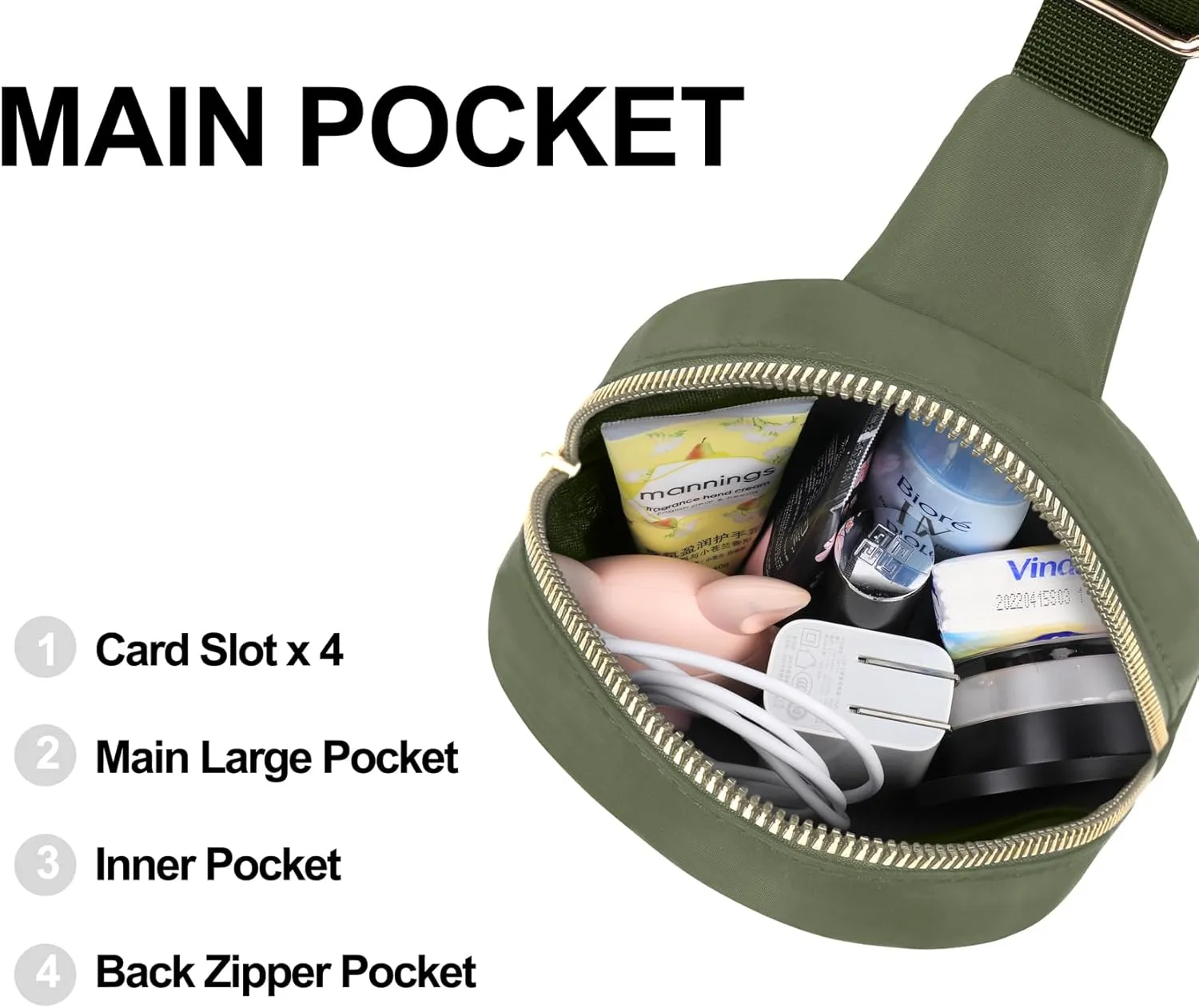 VOROLO Small Sling Bag For Men and WomenCrossbody Bags For Women with Ajustable Strap Trendy Cross body Bag Khaki Green