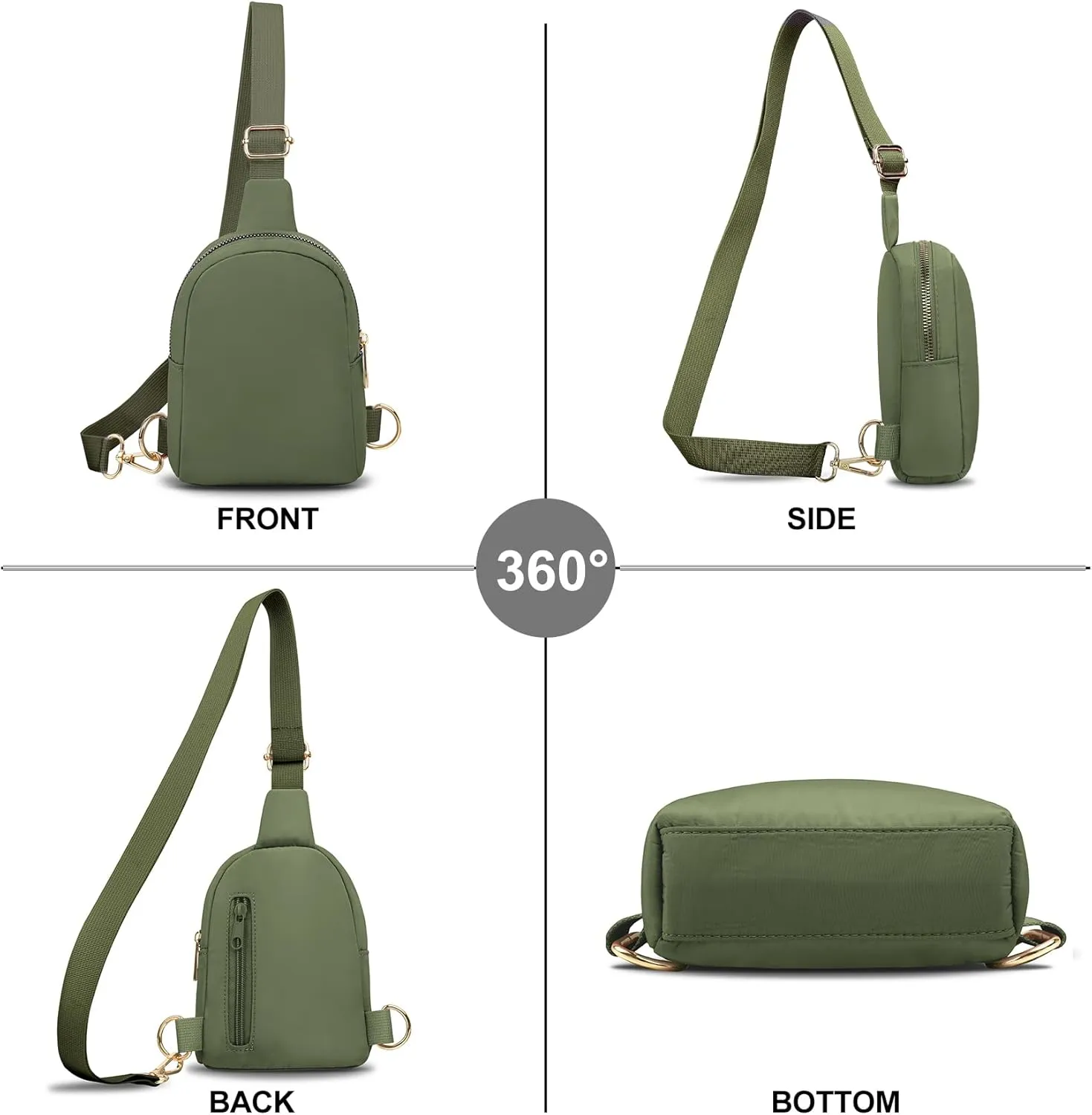 VOROLO Small Sling Bag For Men and WomenCrossbody Bags For Women with Ajustable Strap Trendy Cross body Bag Khaki Green