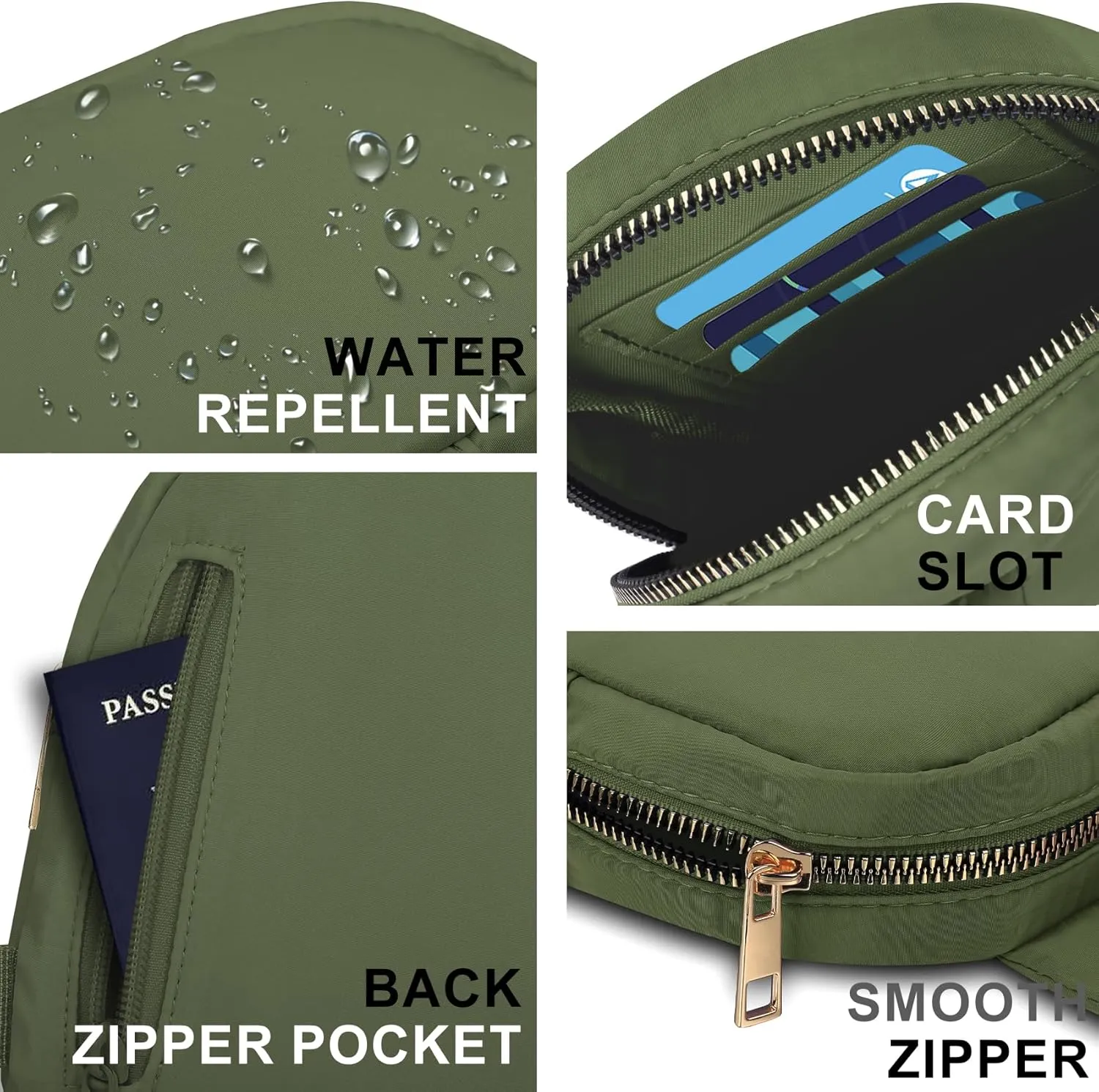 VOROLO Small Sling Bag For Men and WomenCrossbody Bags For Women with Ajustable Strap Trendy Cross body Bag Khaki Green