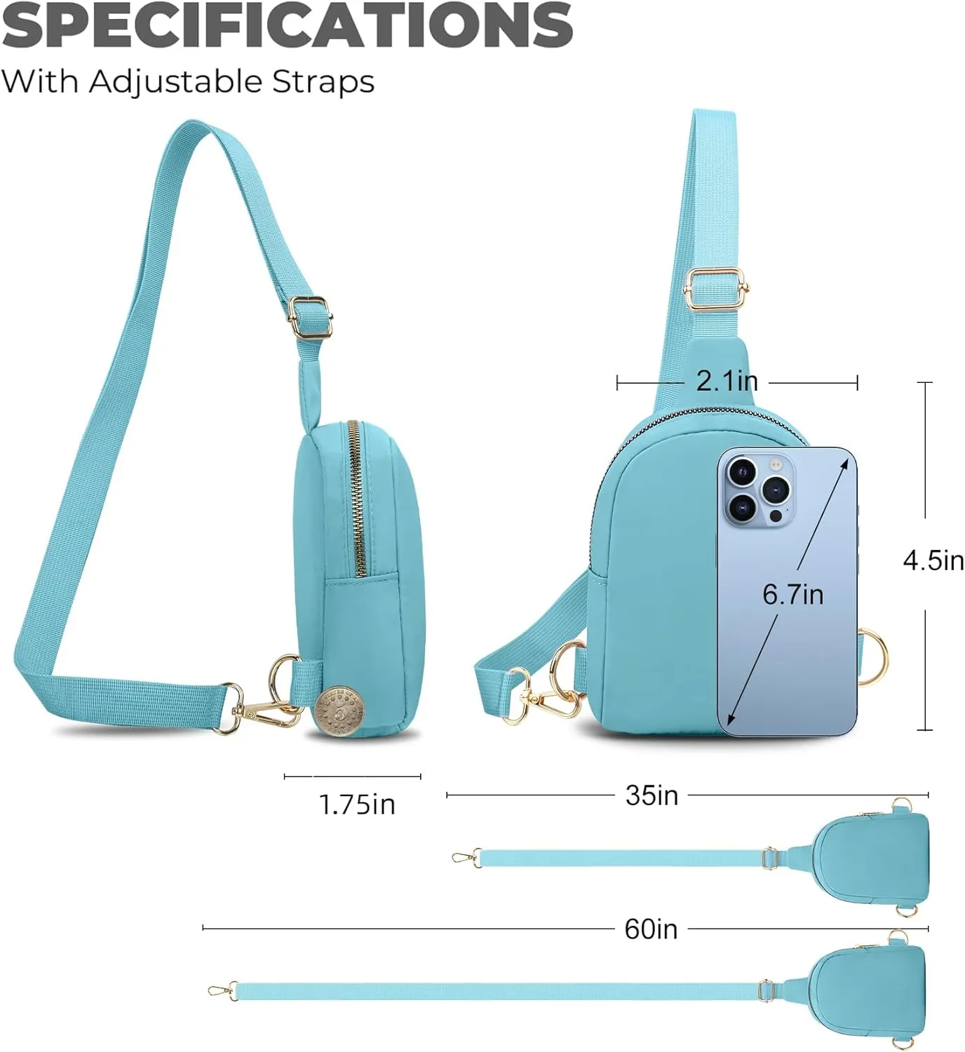 VOROLO Small Sling Bag For Men and WomenCrossbody Bags For Women with Ajustable Strap Trendy Cross body Bag Light Blue