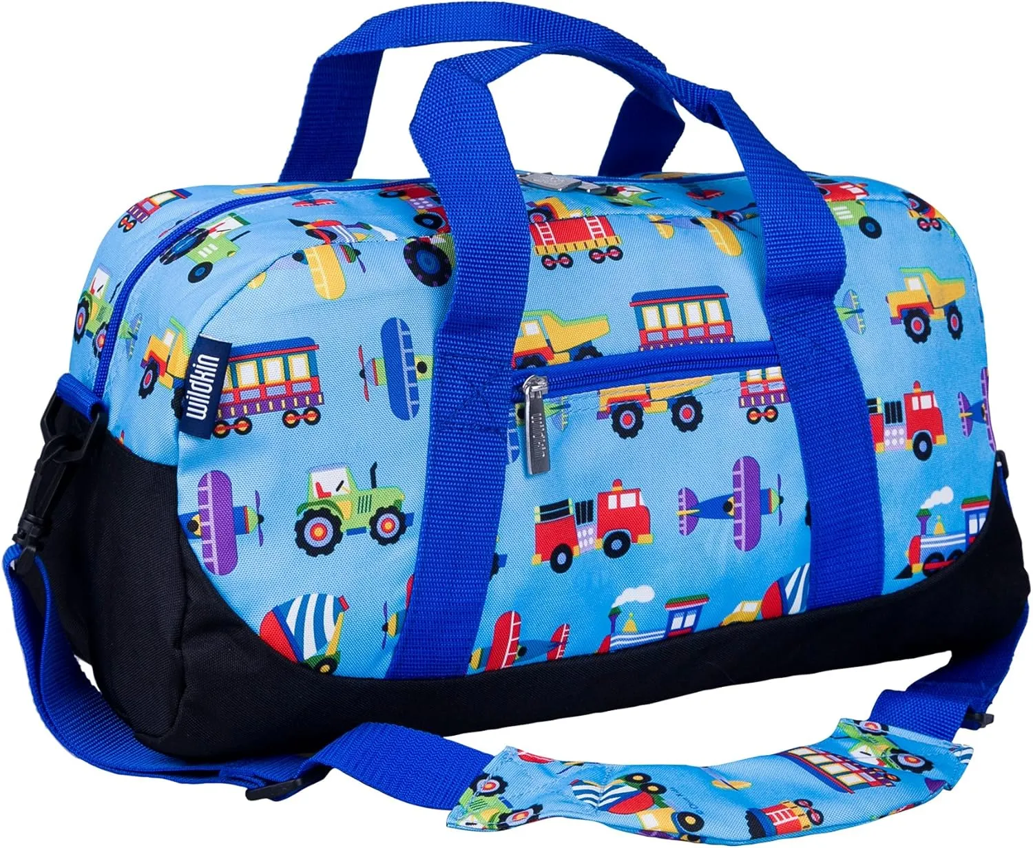 Wildkin Kids Overnighter Duffel Bag  Carry-On Size, Ideal for School & Sleepovers  Trains, Planes, and Trucks