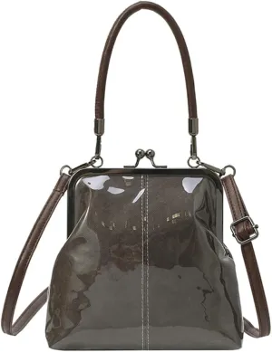 Women's Kiss Lock Crossbody Bag PU Leather Kiss Clasp Purse Crossbody Shoulder Bags Hobo Tote Purses Wallet Handbags
