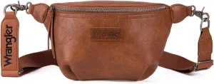 Wrangler Large Fanny Packs for Women Waist Bag Travel Belt Bags Crossbody Sling Purse Brown